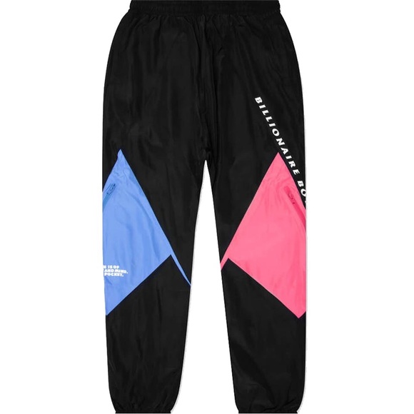 Billionaire Boys Club Black Track Pants with Pink and Blue...